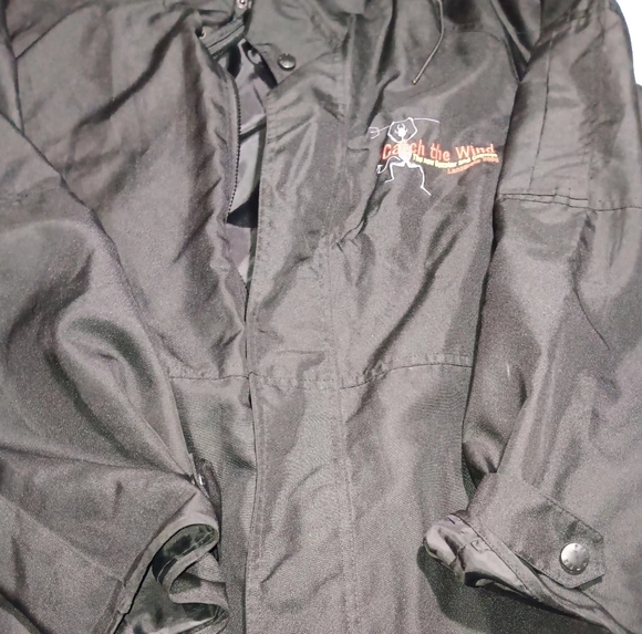 PRINTER CATCH THE WIND JACKET BY JAMES HARVEST SPORTSWEAR LARGE BLAck with hood - Picture 1 of 8